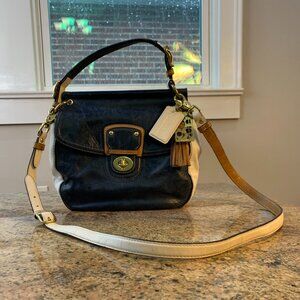 Coach Blue And White Leather Crossbody Purse